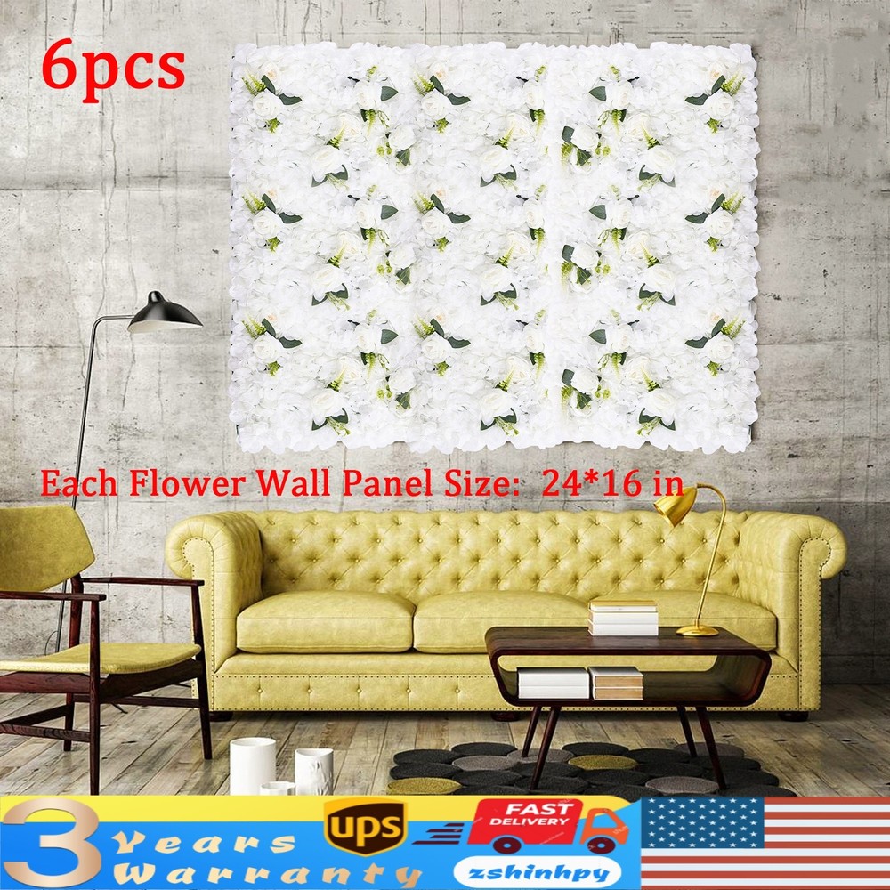 6 Pcs Artificial Flower Wall Panels 24″ x 16″ Flower Wall Panel Wedding Decor US