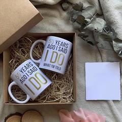 Dnuiyses Novelty 50 Years Ago Mugs Set Anniversary Wedding Gifts for Couple,