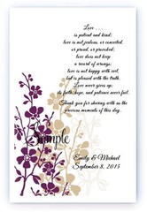100 Personalized Custom Purple Tan Blossom Floral Bridal Wedding Scrolls Favors