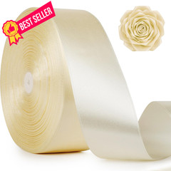 FYXHHOT 135 Yards Ribbon,1-1/2 Inch Ivory White Satin 1.5 inches,