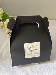50x Black wedding party favor personalized gift Sticker Cookie Candy Cake boxes