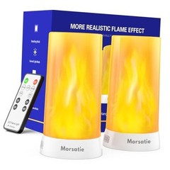 Upgraded LED Flame Light, Rechargeable Flameless Candles Remote Control 2Pcs