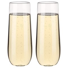 2PCS 100% Tritan Plastic Champagne Flutes,12 Oz stemless 2 Packs Tritan