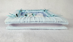Tiny Treasure Photo Album Baby Carriage Light Blue Terry Satin Ribbon 4×6 VTG 99