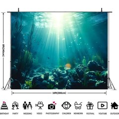 Under The Sea Backdrop 10x8ft Seabed Underwater World Ocean Photography Backg…