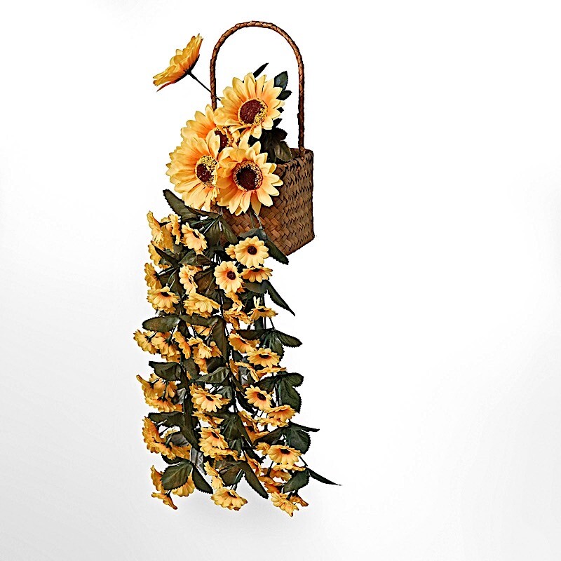 22″ Silk Sunflowers Artificial Hanging Vine Bush Party Events Home Decorations