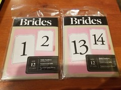 BRIDES Table Numbers 1-12, 13-24 – NEW White/Black Fold & Stand Wedding 83926