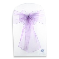 200 pcs Organza Chair Cover Bow Sash 108″x8″ – Purple – Wedding Party jo