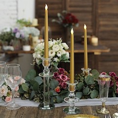3 GOLD 11″ tall LED Flameless Taper Candles Lights Home Wedding Centerpieces