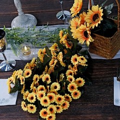 22″ Yellow Silk Sunflower Bush ARTIFICIAL HANGING VINE Garland Party Decorations