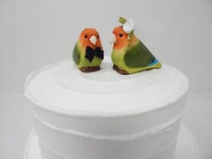 Lovebird Cake Topper Bird Bride Groom Love Wedding Engagement Wood Statue