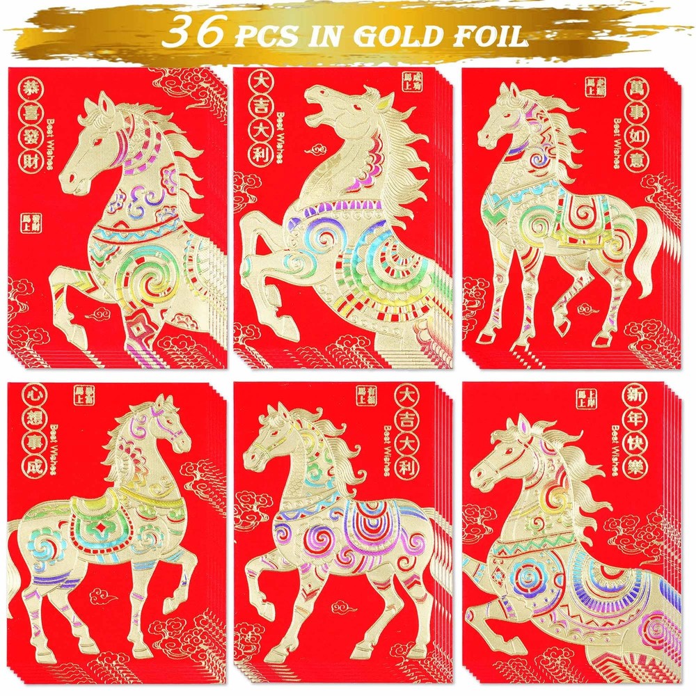 Red Envelopes Chinese New Year Of The Horse Medium, Medium-36P