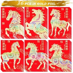 Red Envelopes Chinese New Year Of The Horse Medium, Medium-36P