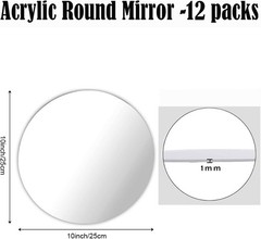 12PCS Round Mirror Centerpieces for Tables Decorations, 10″ Acrylic Mirror Trays