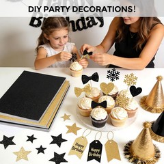 BOOKNOW 27 Sheets Black Glitter Cardstock Paper, 8.27″ x 11.7″ Medium,