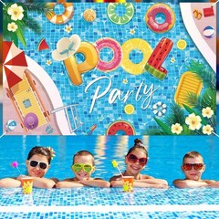 Pool Party Banner Backdrop, Pool Party Decorations, Summer Party Birthday Dec…