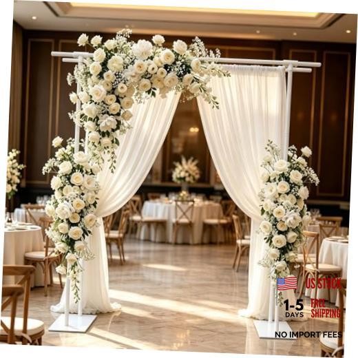 Double Crossbar Backdrop Stand Adjustable Background W16xL87xH87 in White