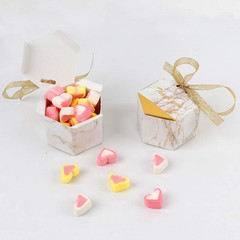 50pcs Marble Wedding Party Favor Boxes, Gold Candy Boxes Bags Hexagonal Chocolat