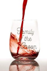 4-Pack Wedding Wine Glasses w/Decal “Family of the Bride” “Family of the Groom”