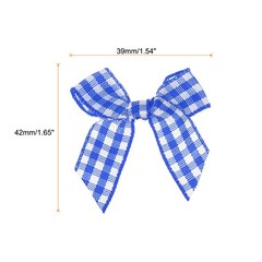 100Pcs Mini Gingham Ribbon Bow 1.5″ Checkered Fabric Satin Dark Blue and White