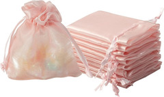 QIANF 20 Pcs Pink Organza Gift Bags 3×4 Inch Drawstring Jewelry Favor Pouches