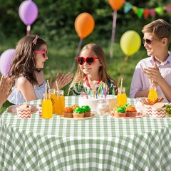 6 Pcs Sage Green Gingham Tablecloth Decorations, Disposable Round Green