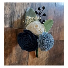 Dusty Blue Navy White Bridal Cascading Bouquet Bride Sola Wood Wedding Flowers