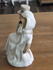 Vintage Bride and Groom on Bench Ceramic Wedding Cake Topper Figurine 6″
