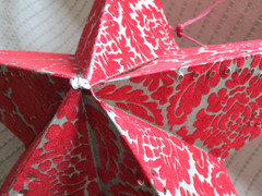 Red Star Paper Lantern Victorian style Flock with cutouts Vintage large