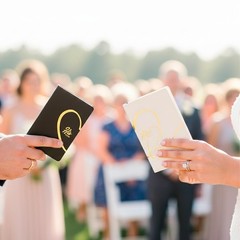 porffitoy Wedding Vow Books His and Hers, 2 Pack Personalized Black White