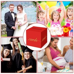 Red Card Box Gold Foil Slot Receiving Money Wedding Birthday Anniversary