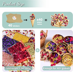 40+ Cups 9.3Oz Real Biodegradable Flower Petal Wedding Confetti, 5 QT 5 Kinds Co