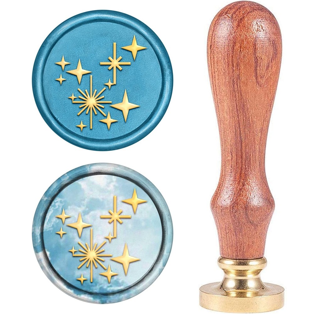 CRASPIRE Twinkle Star Wax Seal Stamp Four-Pointed Stars Vintage Sealing Wax S…