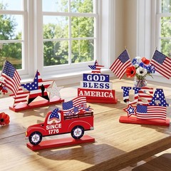 4 Pieces Patriotic Table Decor, 4th of July Wooden Sign Decorations of…