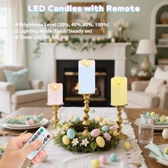Flameless Candles Light, Set of 3 Pastel Spring LED Candles with 3 Colors