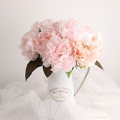 BLUSH 2 Bushes 17″ Silk ARTIFICIAL PEONY FLOWERS Bouquets Wedding Party Supplies