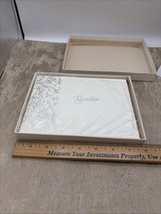 CR Gibson Wedding Guest Book Embossed White with Silver Script New In Plastic