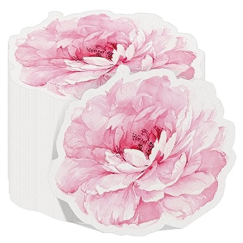 100 Pcs Floral Paper Napkins Flower Shape Cocktail Napkins Spring Peony