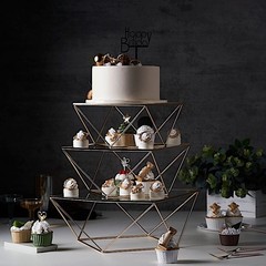 3 GOLD CLEAR Metal Glass Geometric CAKE STANDS Party Wedding Events Decorations