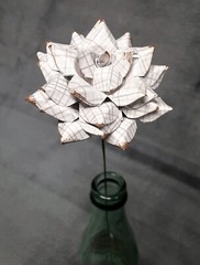 Handmade Paper Flower on stem (Gray Pattern No.6) for Wedding, St. Valentine’s