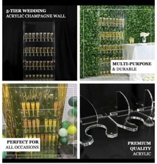 5-Tier Clear Acrylic Wine Glass Stemware Rack, 40 Champagne Flute Holder 5ft