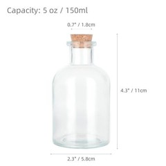 Magic Season Decorative Glass Bottles with 5 fl oz. Round / 2 Pcs