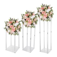 Clear Acrylic Flower Stand Tabletop Flower Plinth Column Vase Wedding Decoration