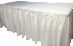 14′ WHITE POLYESTER PLEATED TABLE SKIRT skirting Wedding Trade show Booth