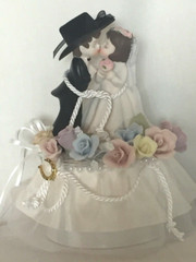 Pastel Roses Western Wedding Cake topper with Cowboy Couple