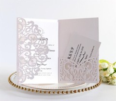 50PCS Wedding Invitation Card Personalized Laser Cut Romantic Party Floral Lace