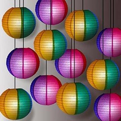Quasimoon 14″ Multi-Color Paper Lantern, Even Ribbing, Hanging Decoration by …