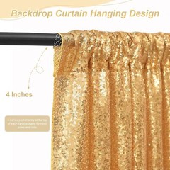 Gold Sequin Backdrop Curtain Panels Stage 2 Pieces 2FTx8FT Wedding Party Back…