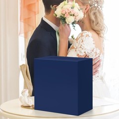 Navy Blue Card Box 9x9x5 Inch for Weddings & Events, Foldable Cardholder