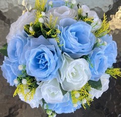 Bouquet Wedding Centerpiece Artifical Silk Floral Ball Circular Decoration Blue